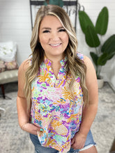 Load image into Gallery viewer, Lizzy Tank Top in Teal and Purple Pineapple