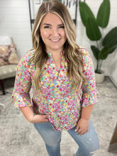 Load image into Gallery viewer, Lizzy Bell Sleeve Top in Lavender Multi Floral