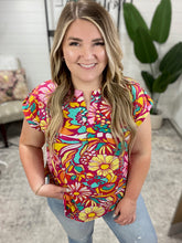 Load image into Gallery viewer, Lizzy Cap Sleeve Top Magenta and Pink Multi Floral