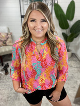 Load image into Gallery viewer, Lizzy Top in Pink and Teal Branches