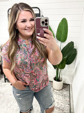 Load image into Gallery viewer, Lizzy Cap Sleeve Top in Pink Multi Paisley