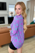 Load image into Gallery viewer, Lizzy Top in Teal and Magenta Damask
