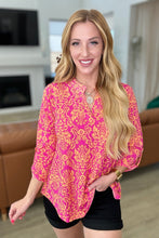 Load image into Gallery viewer, Lizzy Top in Hot Pink and Tangerine Damask