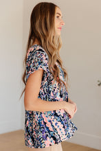 Load image into Gallery viewer, Lizzy Cap Sleeve Top in Navy Abstract Floral