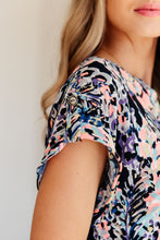 Load image into Gallery viewer, Lizzy Cap Sleeve Top in Navy Abstract Floral