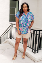Load image into Gallery viewer, Lizzy Cap Sleeve Top in Pink and Jade Paisley Mix