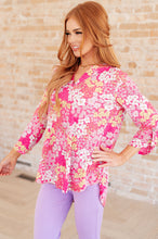 Load image into Gallery viewer, Lizzy Top in Hot Pink and Bubblegum Pink Ditsy Floral