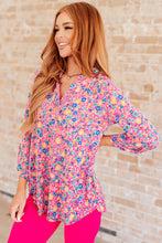 Load image into Gallery viewer, Lizzy Top in Hot Pink and Turquoise Ditsy Floral
