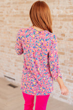 Load image into Gallery viewer, Lizzy Top in Hot Pink and Turquoise Ditsy Floral