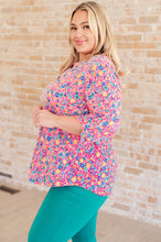 Load image into Gallery viewer, Lizzy Top in Hot Pink and Turquoise Ditsy Floral