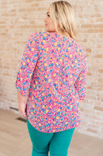 Load image into Gallery viewer, Lizzy Top in Hot Pink and Turquoise Ditsy Floral