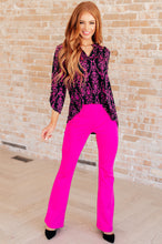 Load image into Gallery viewer, Lizzy Top in Navy and Hot Pink Damask