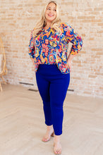 Load image into Gallery viewer, Lizzy Top in Royal and Orange Paisley