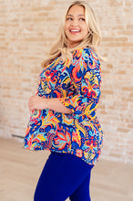 Load image into Gallery viewer, Lizzy Top in Royal and Orange Paisley