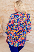 Load image into Gallery viewer, Lizzy Top in Royal and Orange Paisley