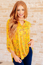 Load image into Gallery viewer, Lizzy Top in Yellow and Navy Paisley