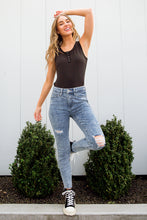 Load image into Gallery viewer, Acid Wash Destroyed Hem Judy Blue Skinny Jeans