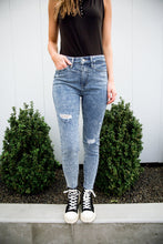 Load image into Gallery viewer, Acid Wash Destroyed Hem Judy Blue Skinny Jeans