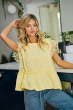 Load image into Gallery viewer, Sunny Days Lace Peplum Top
