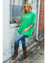 Load image into Gallery viewer, In the Rotation Exposed Seam Tee in Kelly Green