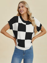 Load image into Gallery viewer, CharlieMae Checkered Short Sleeve Sweater