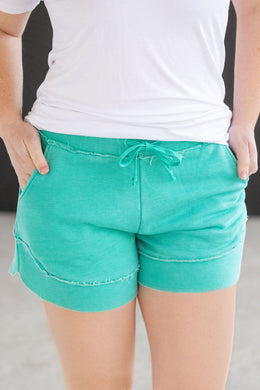 French Terry Stevie Shorts - Caribbean Green