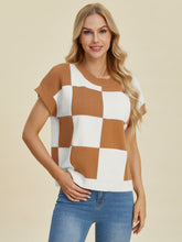 Load image into Gallery viewer, CharlieMae Checkered Short Sleeve Sweater
