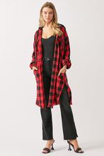 Load image into Gallery viewer, Buffalo Plaid Long Shacket with Hoodie in Red