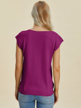 Load image into Gallery viewer, Notched Cap Sleeve Knit Top