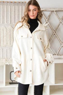 Basic Collar Shacket with Button Pocket