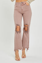 Load image into Gallery viewer, RISEN High Rise Knee Distressed Straight Pants in Mauve