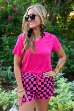 Load image into Gallery viewer, Pink And Black Checkered Everyday Shorts