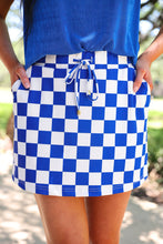 Load image into Gallery viewer, Let's Go Checkered Skort- Blue