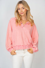 Load image into Gallery viewer, Washed Half Button Down French Terry Top