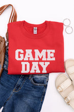 Load image into Gallery viewer, PREORDER: Embroidered Glitter Game Day Sweatshirt in Red/Silver