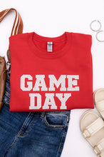 Load image into Gallery viewer, PREORDER: Embroidered Glitter Game Day Sweatshirt in Red/Silver