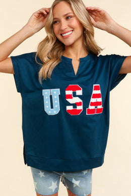 Dolman Short Sleeve Embossed USA Top