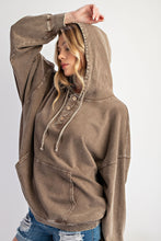 Load image into Gallery viewer, Good Vibes Mineral Wash Hoodie in Coffee