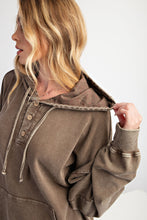 Load image into Gallery viewer, Good Vibes Mineral Wash Hoodie in Coffee