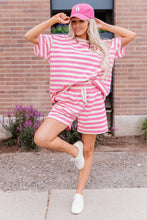 Load image into Gallery viewer, PREORDER: Ampersand Waffle Boyfriend Tee - Bubblegum Stripe