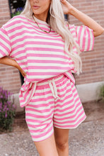 Load image into Gallery viewer, PREORDER: Ampersand Waffle Boyfriend Tee - Bubblegum Stripe