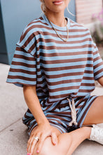 Load image into Gallery viewer, PREORDER: Ampersand Waffle Boyfriend Tee - Blueberry Stripe