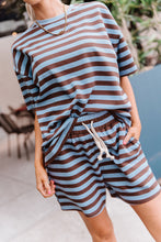Load image into Gallery viewer, PREORDER: Ampersand Waffle Boyfriend Tee - Blueberry Stripe