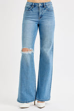 Load image into Gallery viewer, RISEN Tummy Control High Rise Wide Leg Knee Distress