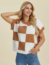 Load image into Gallery viewer, CharlieMae Checkered Short Sleeve Sweater