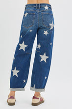 Load image into Gallery viewer, RISEN Mid Rise Ankle Length Relaxed Barrel Star Printed