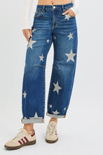 Load image into Gallery viewer, RISEN Mid Rise Ankle Length Relaxed Barrel Star Printed