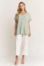 Load image into Gallery viewer, Sage Breeze Textured V-Neck Top