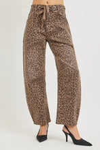 Load image into Gallery viewer, RISEN Leopard Slouchy Crop Barrel Waistband Drawstring Eyelet