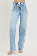 Load image into Gallery viewer, RISEN High Rise Wide Baggy Jeans Waistband Tie Detail